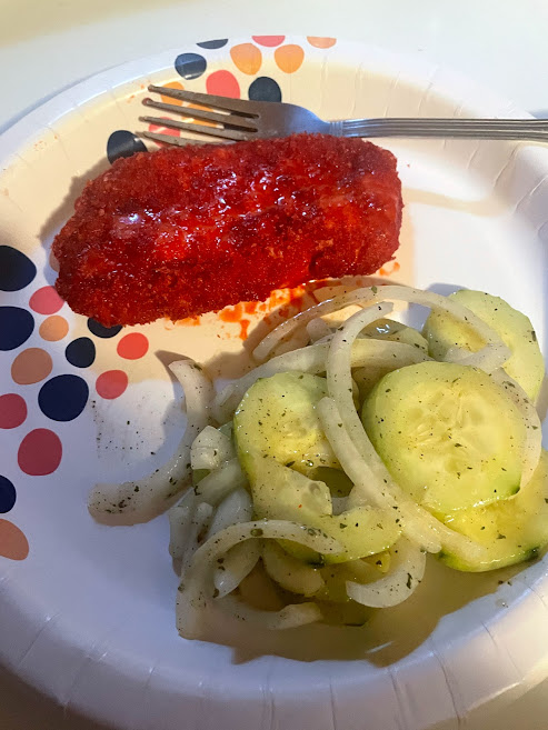 A picture of cooked hot cheeto pork chops