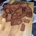 3 ingredient fudge on cutting board